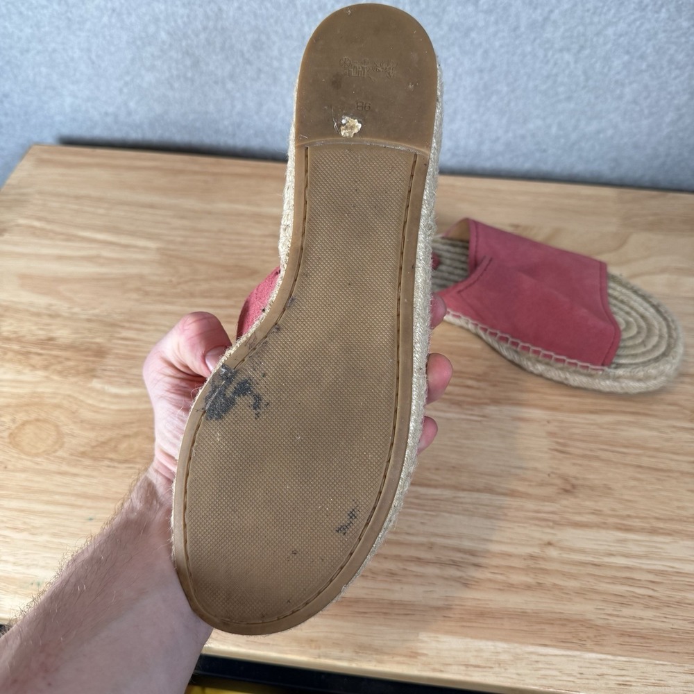 Coach Women's Claudia Pink Suede Leather Slide Espadrille Sandals 9 - Picture 5 of 8